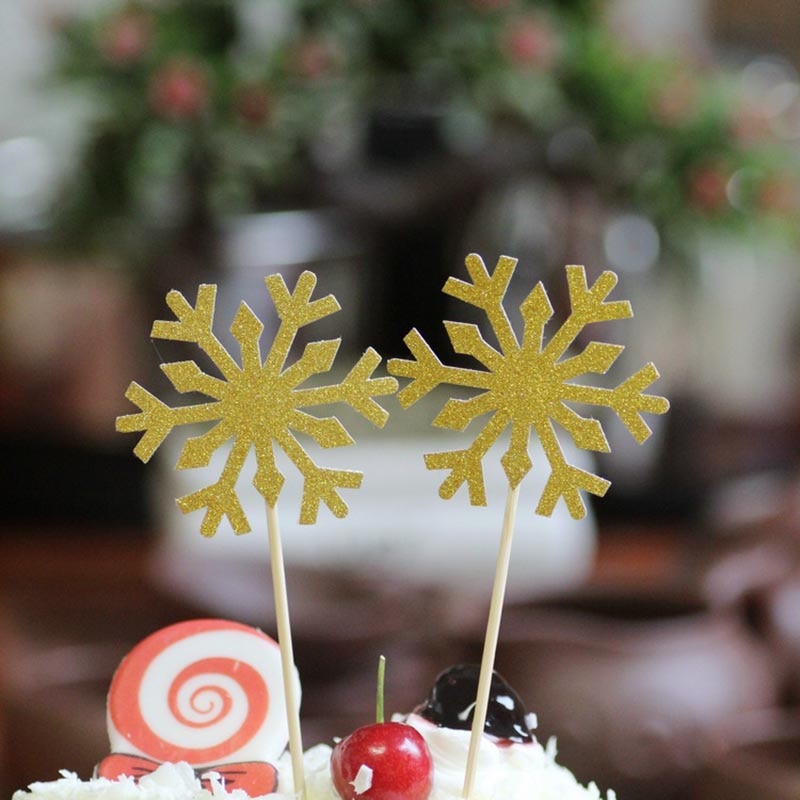 glitter snowflake party cake toppers, view 15 - MRSLM
