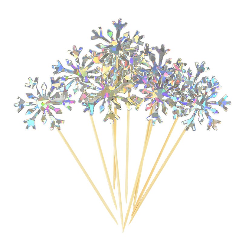 glitter snowflake party cake toppers, view 5 - MRSLM