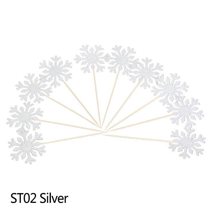 glitter snowflake party cake toppers, view 10 - MRSLM