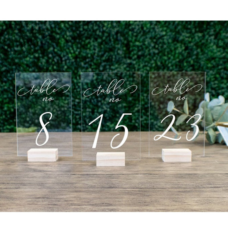 acrylic wedding table cards - MRSLM