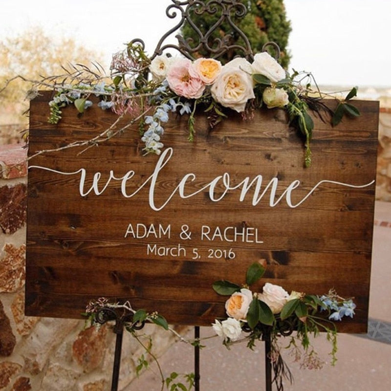 wooden wedding welcome sign - MRSLM