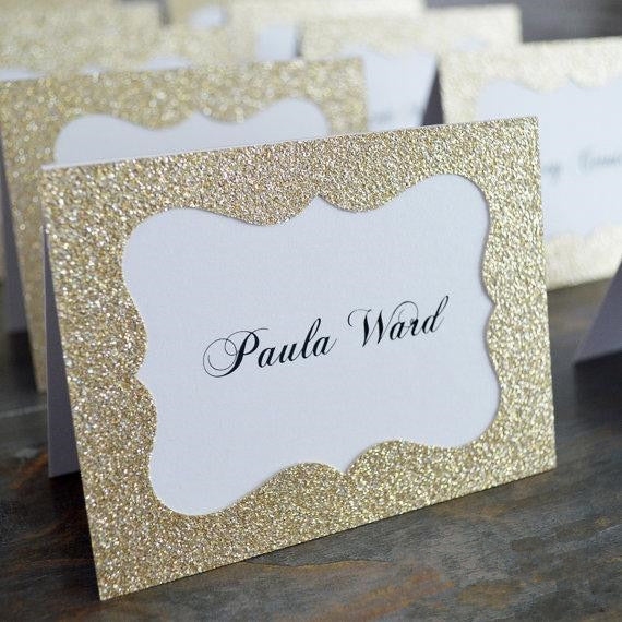 glittered wedding table cards - MRSLM