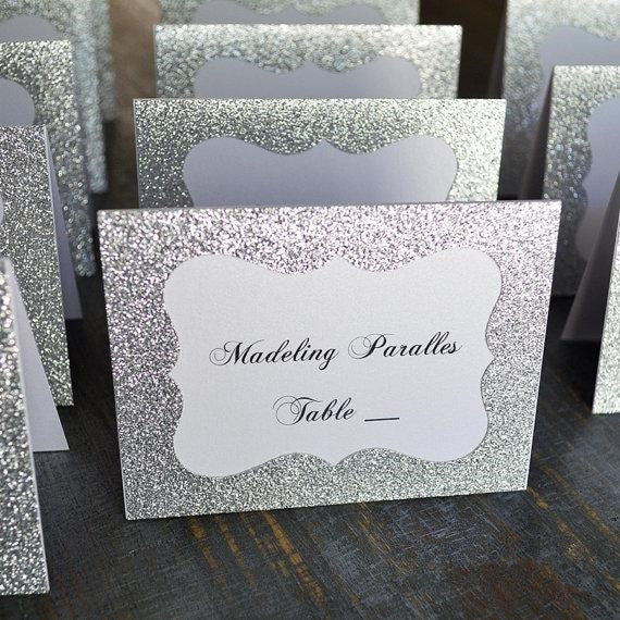 glittered wedding table cards, view 6 - MRSLM