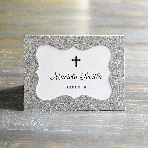 glittered wedding table cards, view 4 - MRSLM