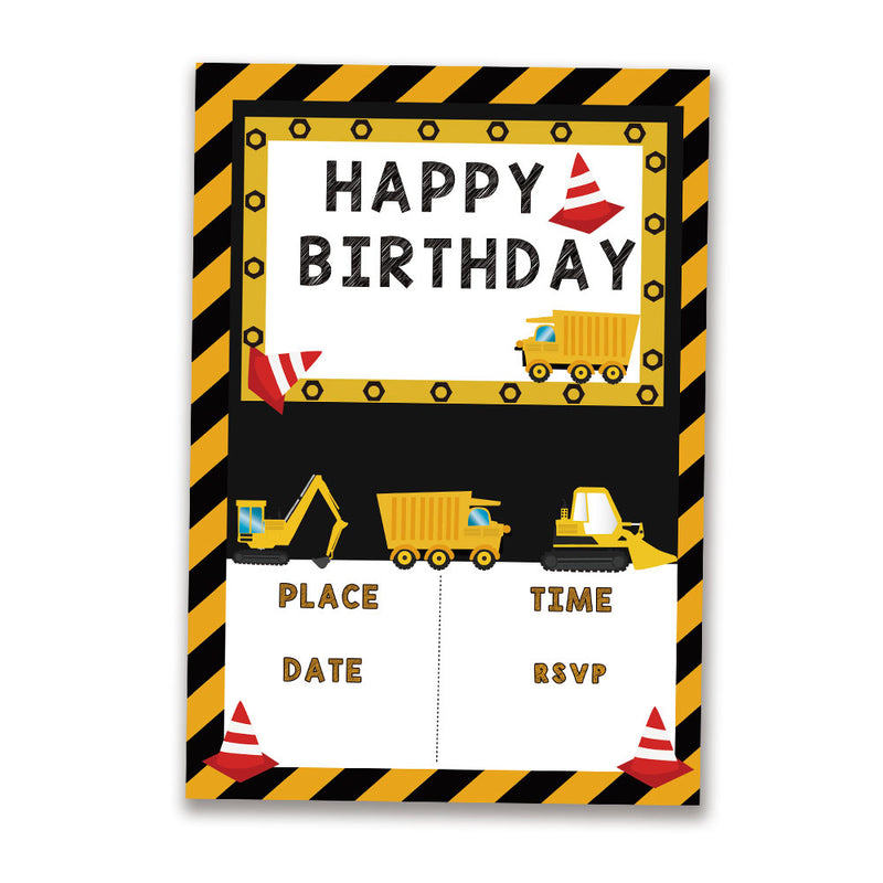 construction birthday invitations set, view 2 - MRSLM