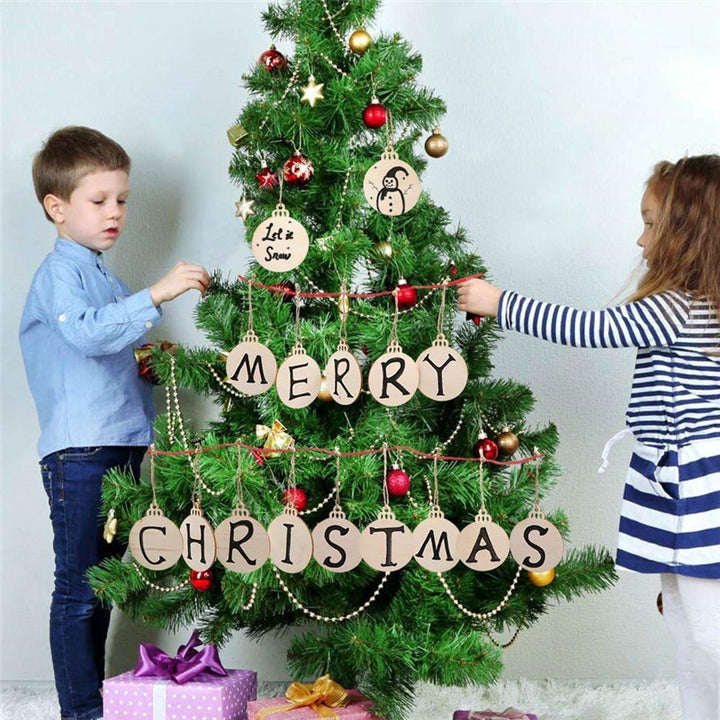 Wooden Christmas Tree Hanging Pendants Set