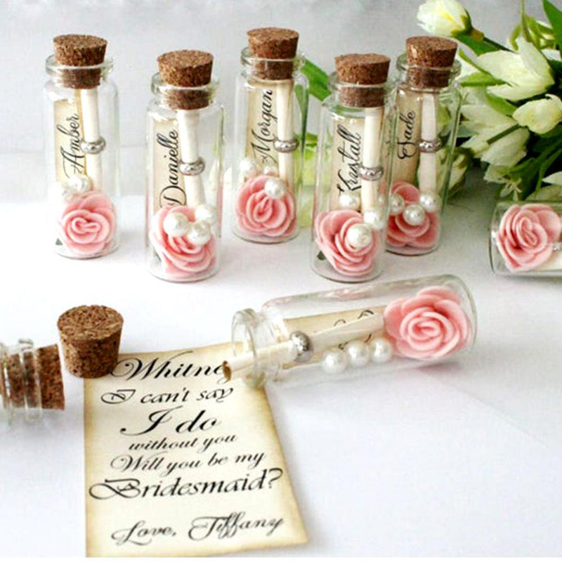 mini clear glass bottles with cork, view 6 - MRSLM