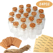 mini clear glass bottles with cork, view 2 - MRSLM