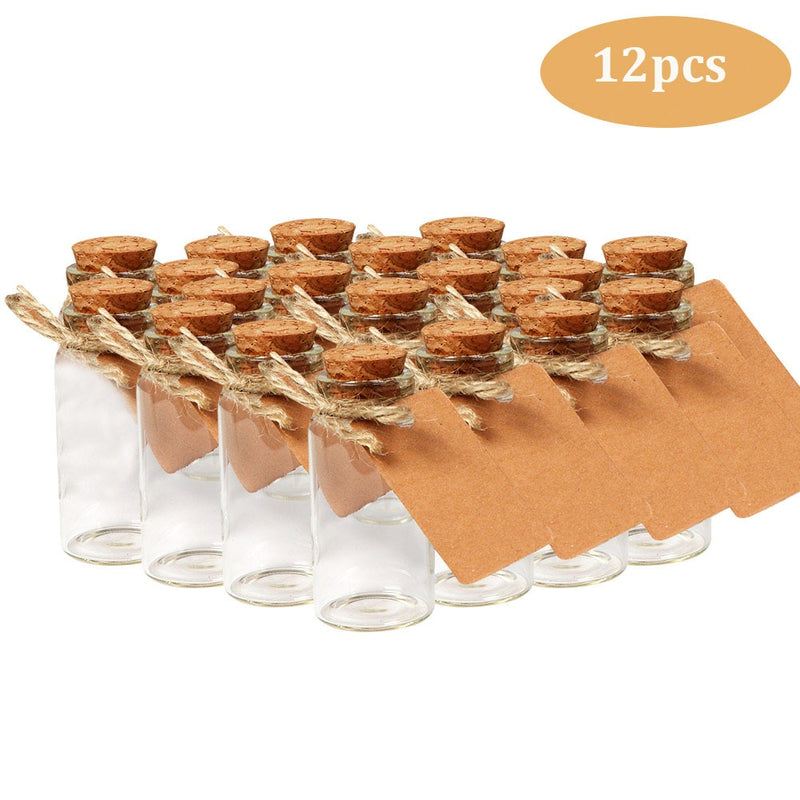 mini clear glass bottles with cork, view 4 - MRSLM