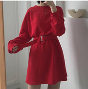 Long-sleeved lace-up waist dress, view 4 - MRSLM