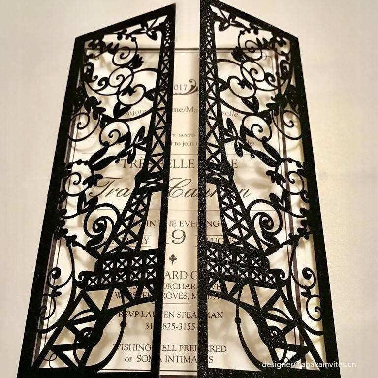 eiffel tower laser cut card, view 3 - MRSLM