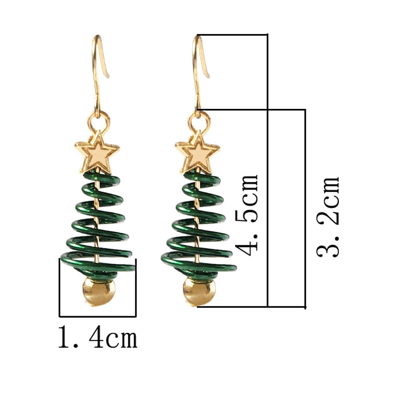 christmas tree earrings, view 2 - MRSLM