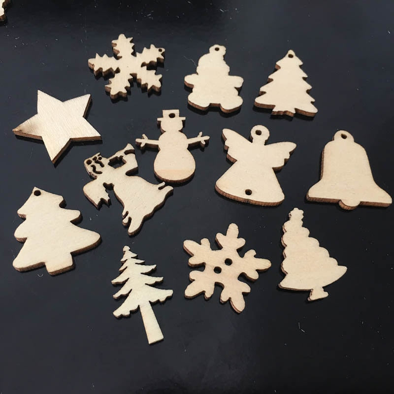 christmas wood hanging decorations set, view 4 - MRSLM