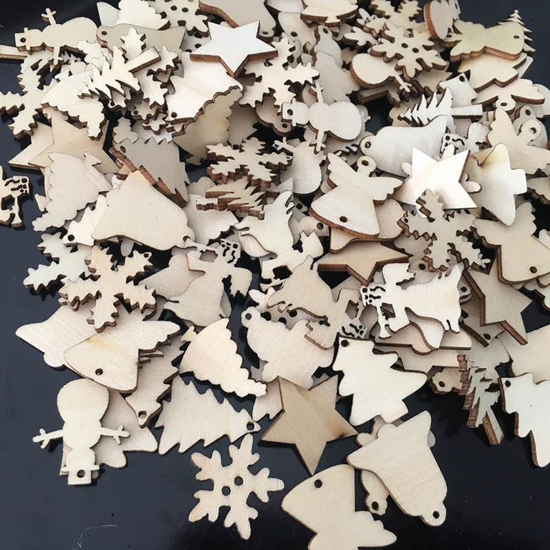 christmas wood hanging decorations set, view 6 - MRSLM