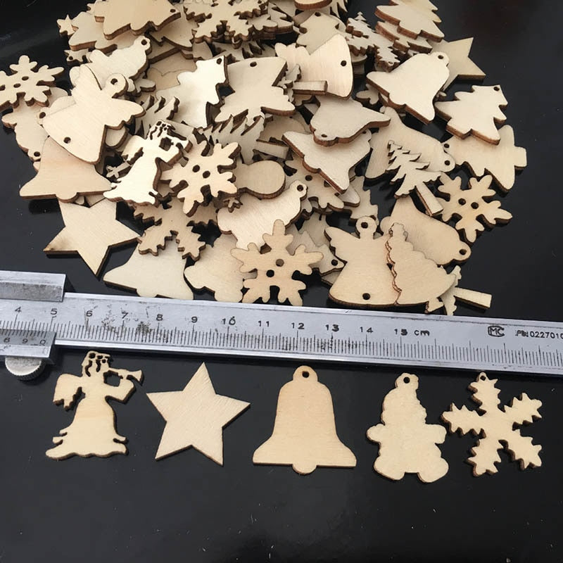 christmas wood hanging decorations set, view 3 - MRSLM