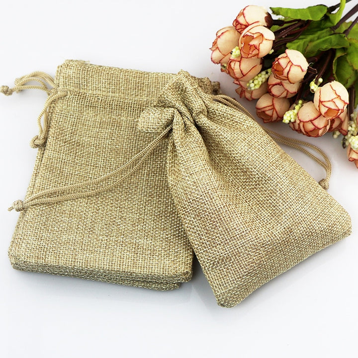 Set of 50 Natural Linen Gift Bags