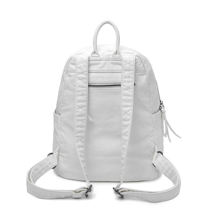 Women's New Washed Fashion Soft Leather Backpack - MRSLM