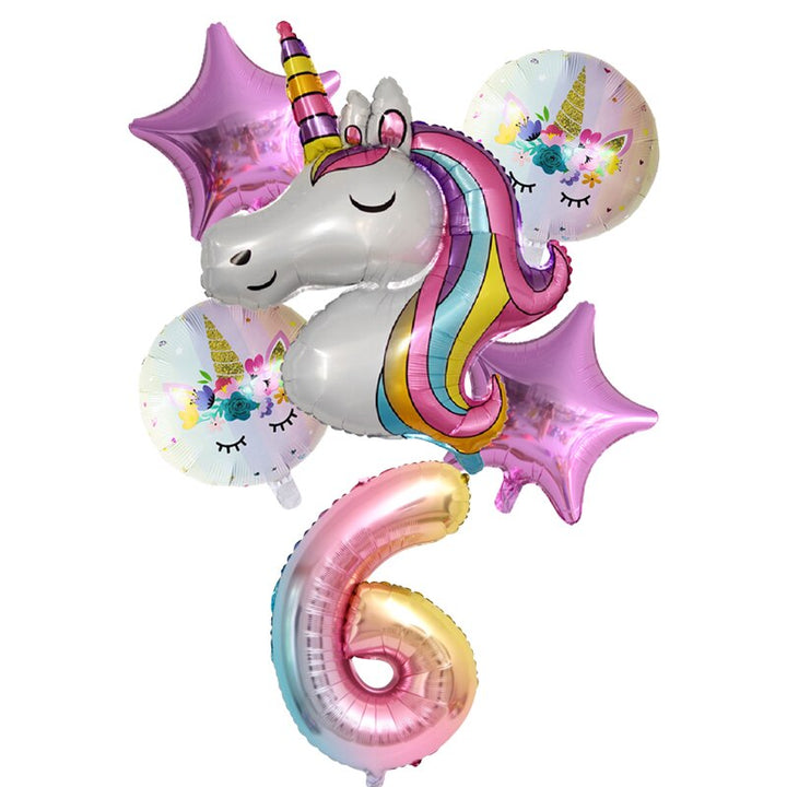 Rainbow Unicorn Balloons 6 pcs/Set