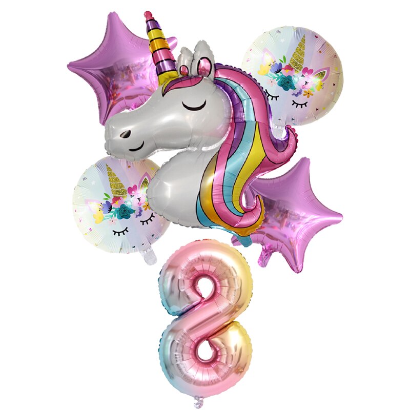 Rainbow unicorn balloons, view 6 - MRSLM