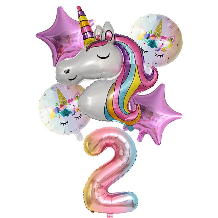 Rainbow Unicorn Balloons 6 pcs/Set