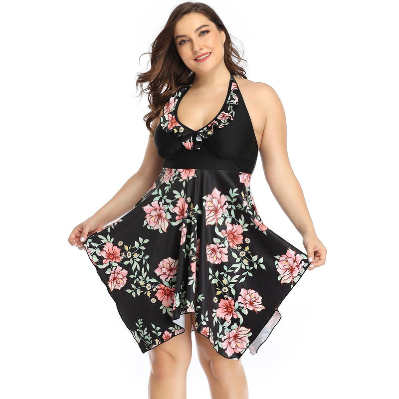 plus size printed split skirt, view 4 - MRSLM