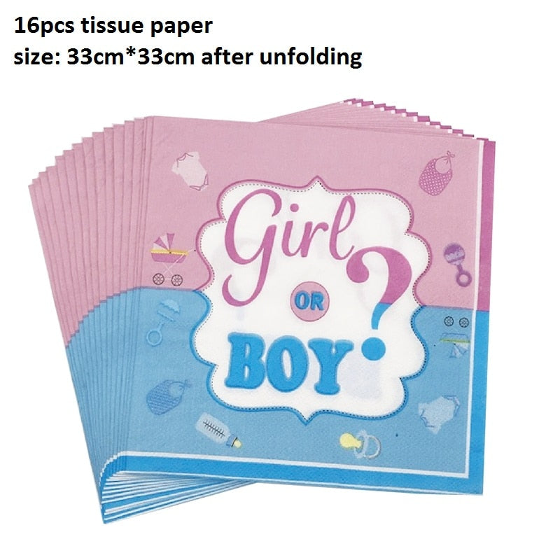 gender reveal party tableware set, view 4 - MRSLM