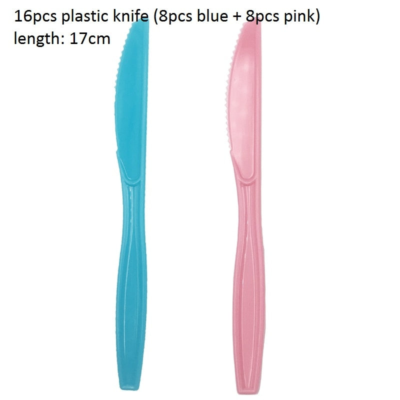 gender reveal party tableware set, view 5 - MRSLM