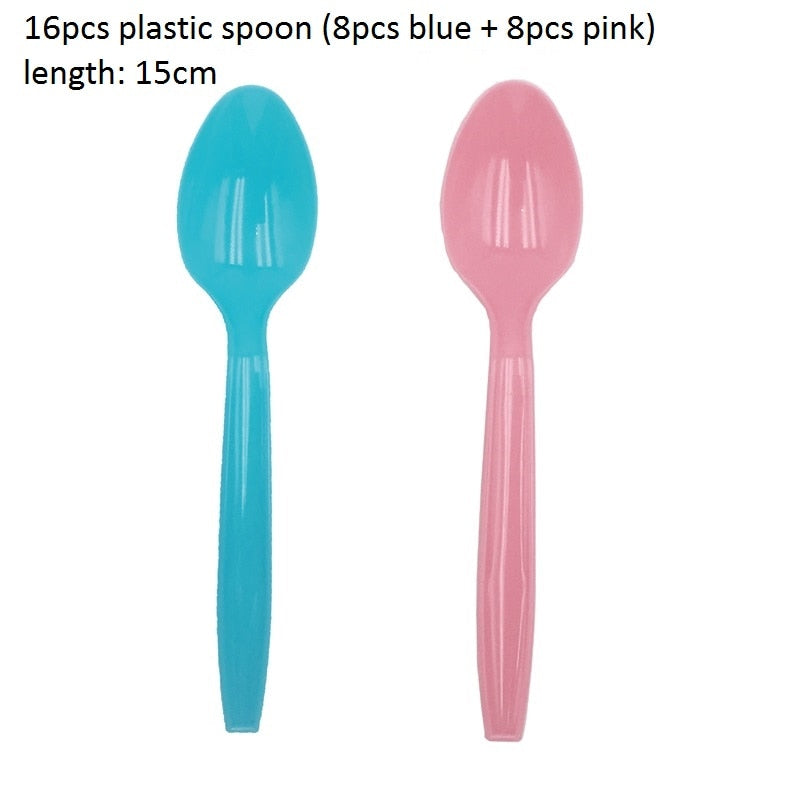 gender reveal party tableware set, view 6 - MRSLM