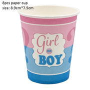 gender reveal party tableware set, view 8 - MRSLM