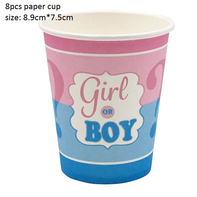 gender reveal party tableware set, view 8 - MRSLM