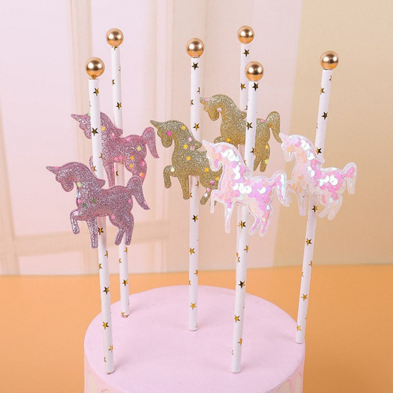 glitter unicorn cake toppers - MRSLM