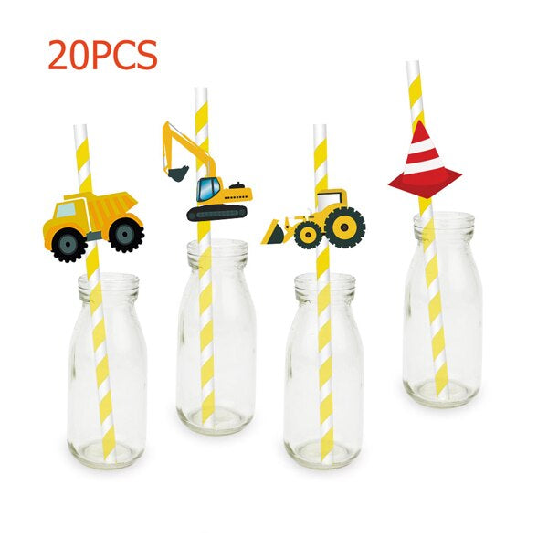 construction trucks paper straws, view 4 - MRSLM