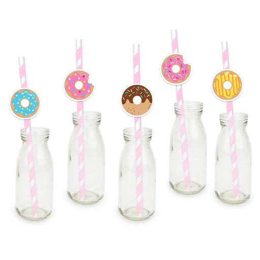 donut decorated paper drinking straws - MRSLM