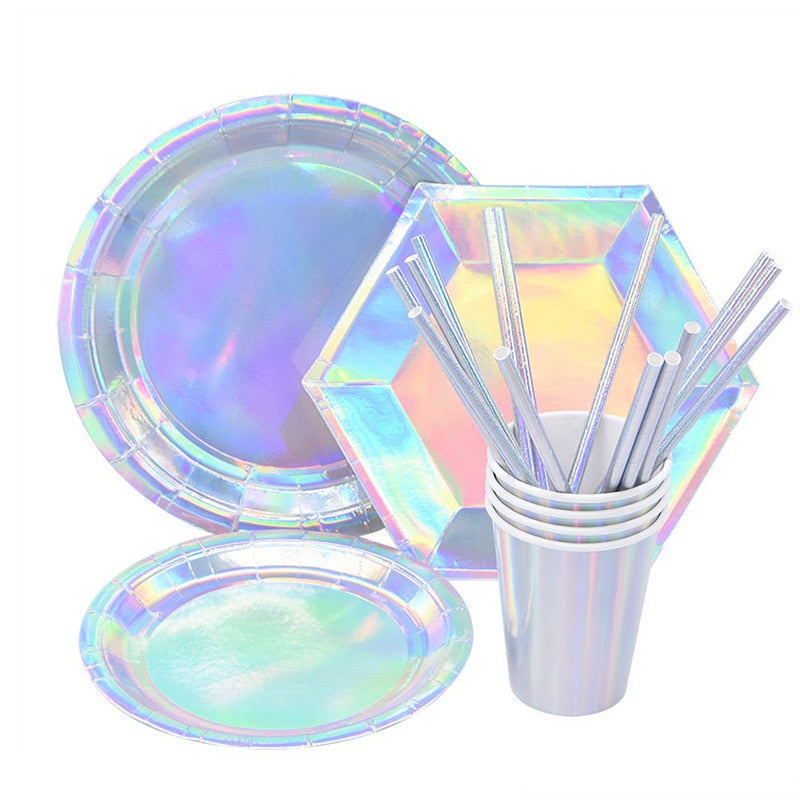 silver paper party tableware set - MRSLM
