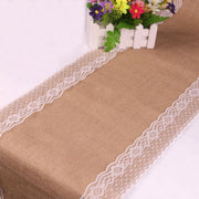 lace trim jute table runner, view 9 - MRSLM