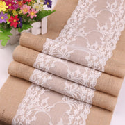 lace trim jute table runner, view 8 - MRSLM