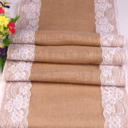 lace trim jute table runner, view 7 - MRSLM