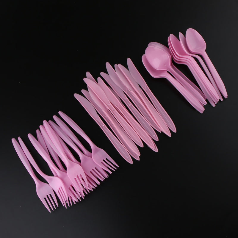 pink party disposable tableware set, view 4 - MRSLM