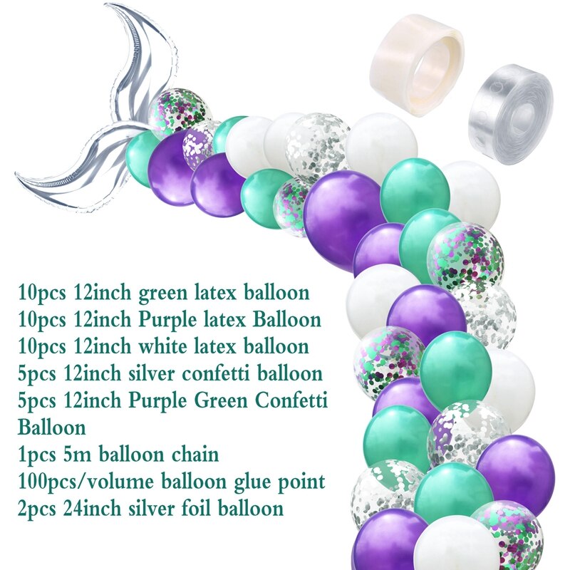 mermaid party balloon arch kit, view 3 - MRSLM