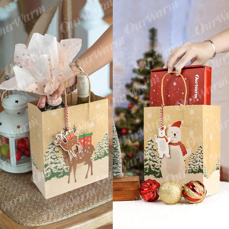 kraft paper christmas gift bags, view 4 - MRSLM