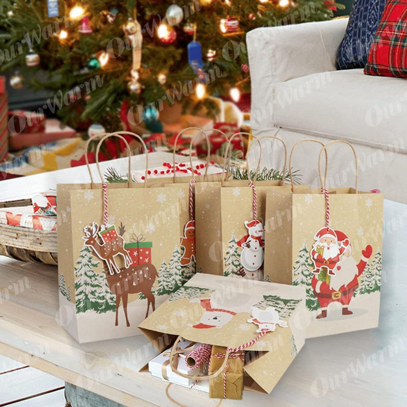 kraft paper christmas gift bags, view 5 - MRSLM