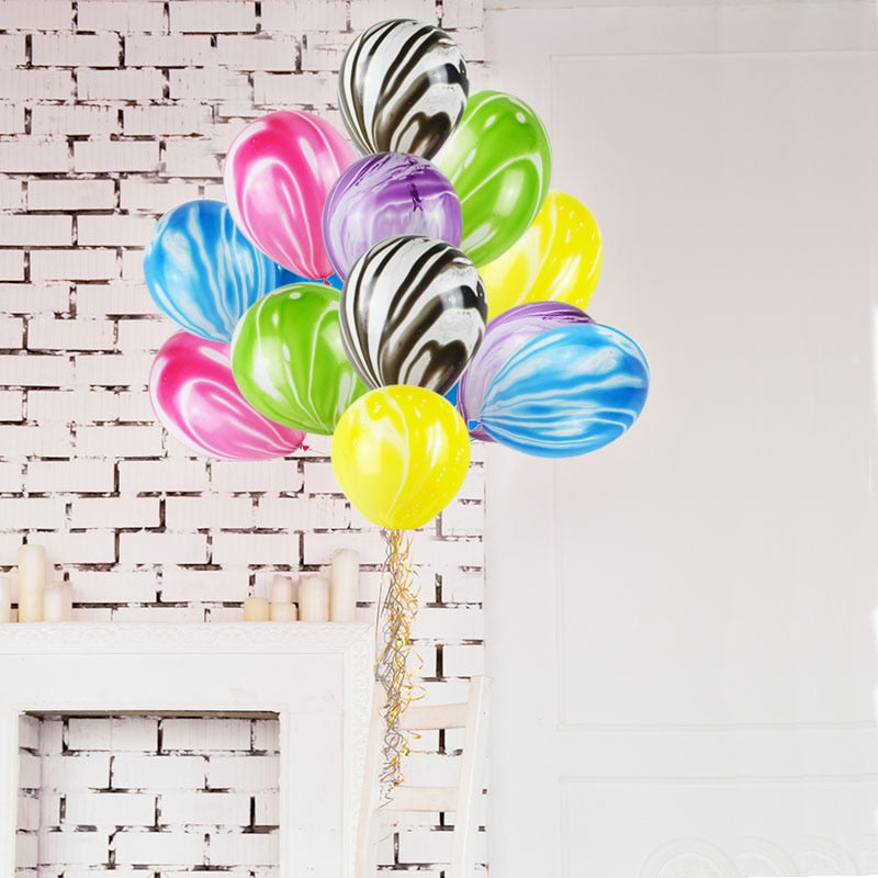 hot pink marble printed party balloons, view 12 - MRSLM