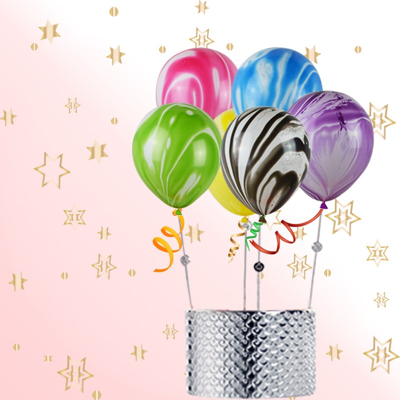hot pink marble printed party balloons, view 13 - MRSLM