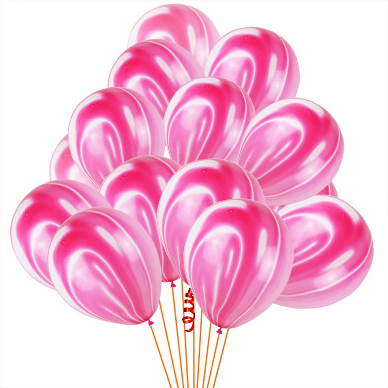 hot pink marble printed party balloons, view 8 - MRSLM