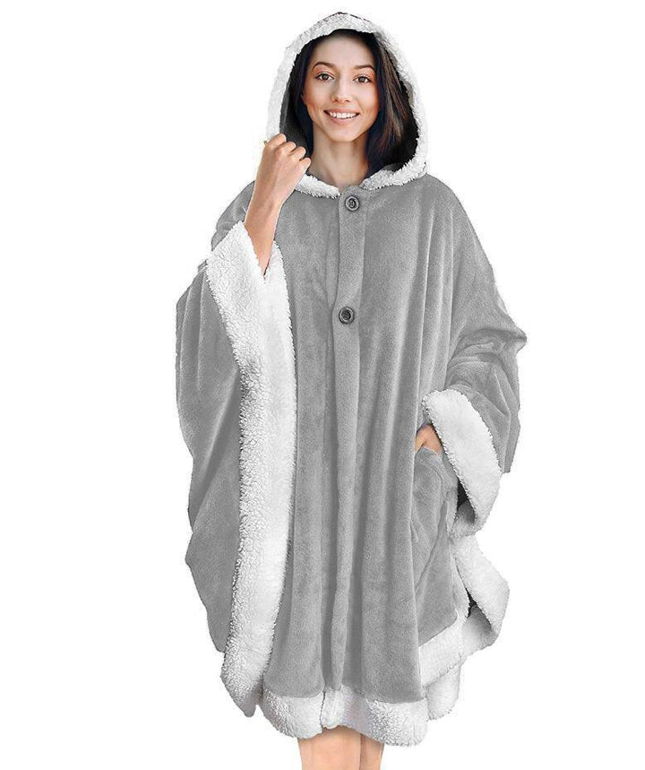 Flannel Double Pocket Soft Plush Cloak - MRSLM
