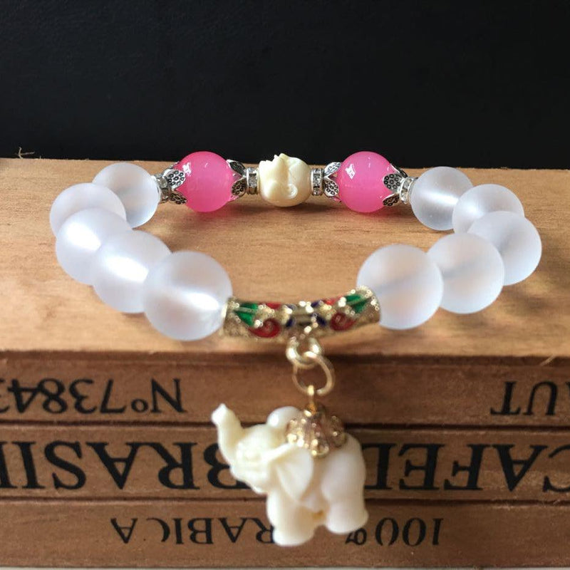 crystal elephant charm bracelet, view 4 - MRSLM