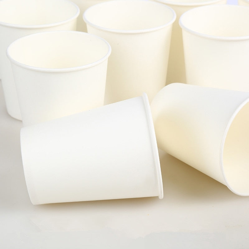 white disposable paper cups, view 3 - MRSLM