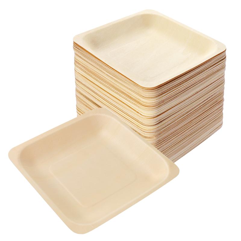 square disposable wooden plates - MRSLM