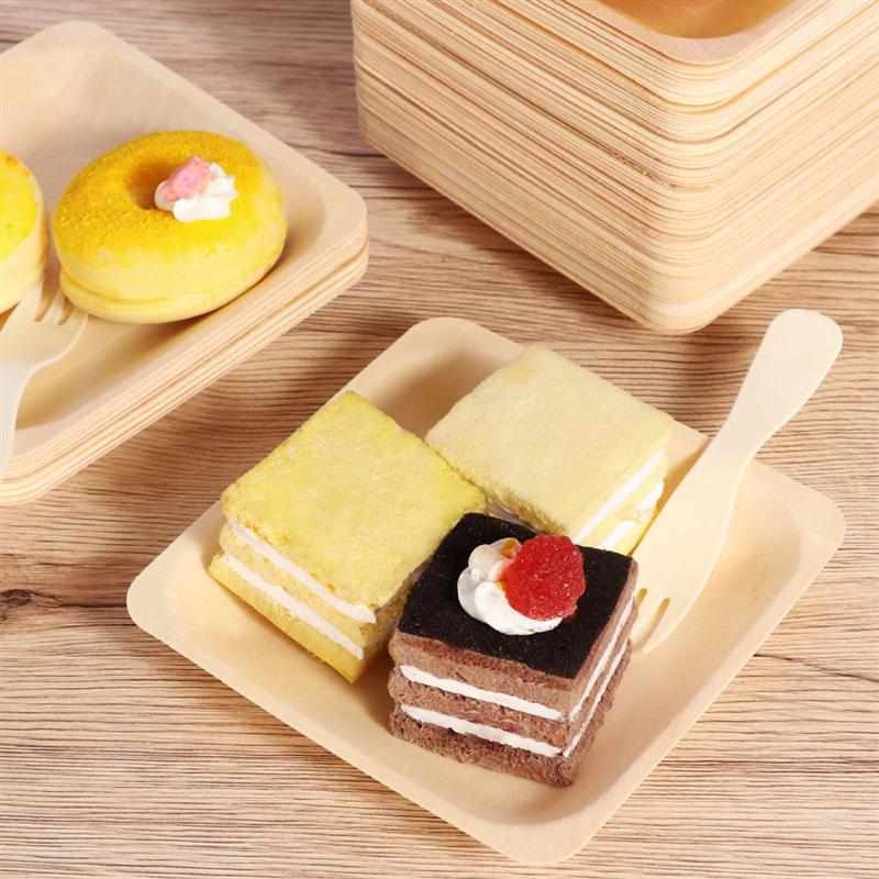 square disposable wooden plates, view 3 - MRSLM