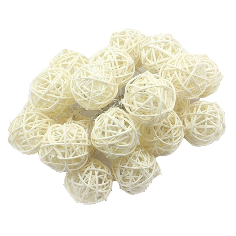 Warm White Rattan Ball LED String Light